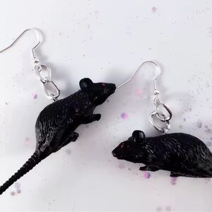 Gothic Black Rat Mouse Earrings